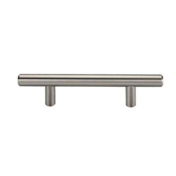(25 Pack) Alzassbg Brushed Satin Nickel 5" (127mm) T-Bar European Style Cabinet Hardware Drawer Handle Pulls - 3" (76mm) Hole Centers AL3011