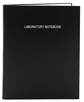 BookFactory Black Lab Notebook / Laboratory Notebook - 96 Pages (.25" Grid Format), 8 7/8" x 11 1/4", Black Cover, Smyth Sewn Hardbound Laboratory Notebook (LIRPE-096-LGR-A-LKT1)