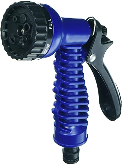 Garden Water Hose Nozzle Sprayer with 7 Spray Settings - Water Saving Design for Eco Friendly Gardening - Perfect for Cleaning Patios & Decks, Automotive Detailing and Car Washes - Blue