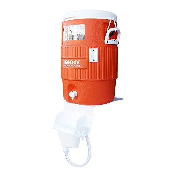 Igloo 5-Gallon Heavy-Duty Beverage Cooler, Orange & Ultimate Drip Catcher Set