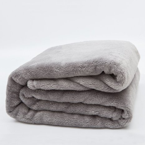 Bedsure Softer Fluffier Warm Microplush Velvet Blanket - 100 Microfiber 90x90 Lt Grey