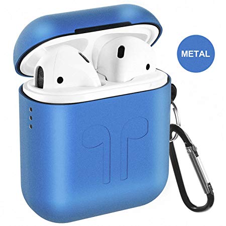 Metal Airpods Case 2019 Newest Full Protective Skin Cover Accessories Kits Compatible Airpods Charging Case Ultra Lightweight Dustproof Scratchproof Case-Blue