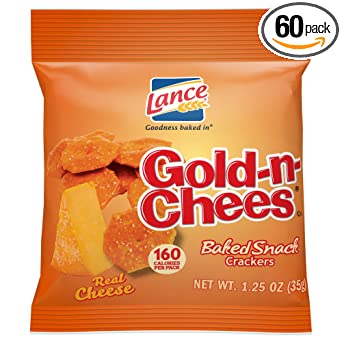 Lance Gold-N-Cheese Baked Snack Crackers, Single-Serve 1.25 Ounce (Pack of 60)