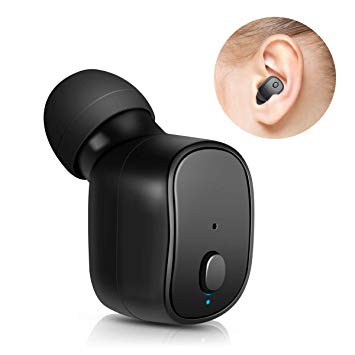 Mini Bluetooth Earbud, V4.1 Mini Invisible Bluetooth Earbud, SUASI Wireless Bluetooth Earphone with Mic, Sweat Proof in-Ear Earphone for iPhone and Android Smart Phones (Black)
