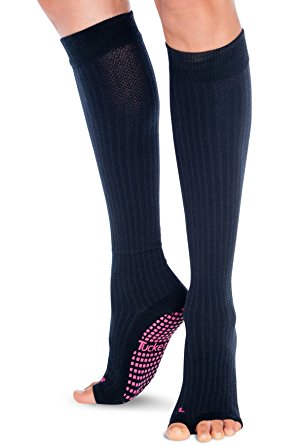Tucketts Knee High Long Socks, Toeless Non Slip Skid Grippy Socks for Yoga, Pilates, Barre, Ballet, Dance - Knee High Style