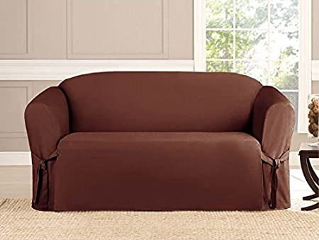 Kashi Micro-Suede Slipcover Sofa Loveseat Chair Furniture Cover (Loveseat, Brown)