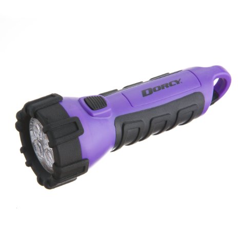 Dorcy 41-2508 Floating Waterproof LED Flashlight with Carabineer Clip, 55-Lumens, Purple Finish