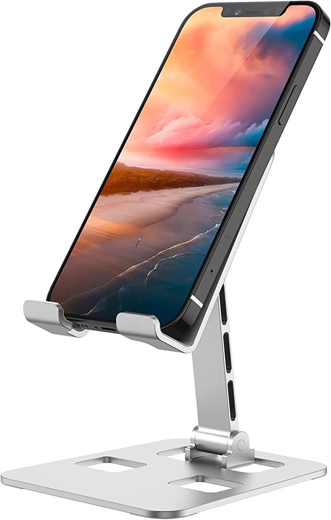 Sakya Folding Cell Phone Stand, Fully Adjustable Desktop Phone Holder Cradle Dock Compatible with Phone 14, Plus, Pro, Pro Max, 13 12 X XS,Android Smartphone, Pad (7-12"), Desk Accessories