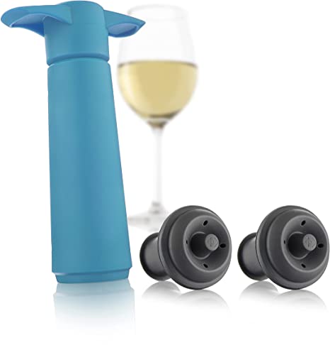 The Original Vacu Vin Wine Saver with 2 Vacuum Stoppers, Blue