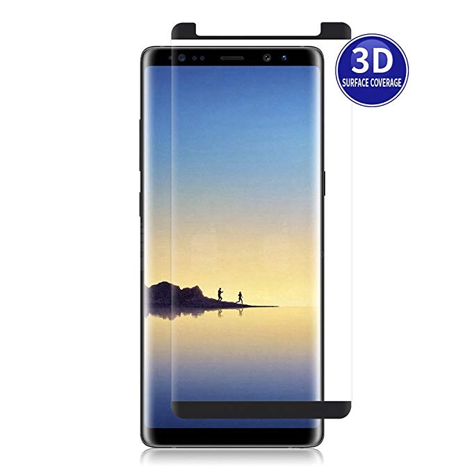 X-Dision Samsung Galaxy Note 8 (Black) 3D Protective Film Full Screen Protector HD Complete Cover 3D Premium Hardening Glass Protection, Fingerprint Resistant and Anti-Shatter