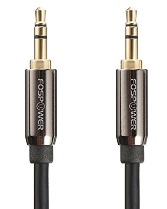 FosPower® (15 Feet) 3.5mm Stereo Jack to Jack Audio Cable - 24K Gold Plated - High Quality - Male to Male Stereo Aux Cable for Apple iPhone/iPod/iPad, Samsung, LG, HTC, Motorola, Sony, Nokia Lumia Smartphone & Tablet, Fire phone & MP3 Player