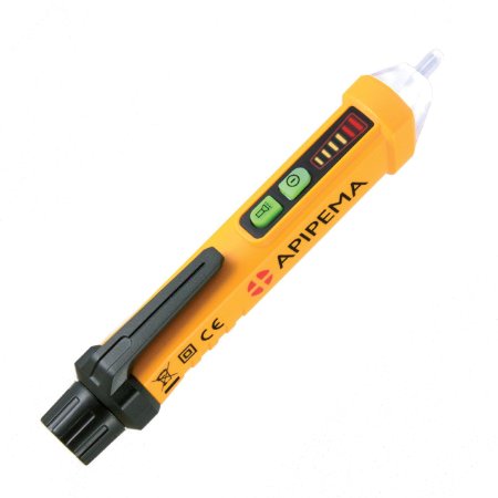 Apipema Non-Contact Voltage Tester Pen 12-1000V AC with Torchlight, Pocket Clip and Pre-Installed Battery Kit