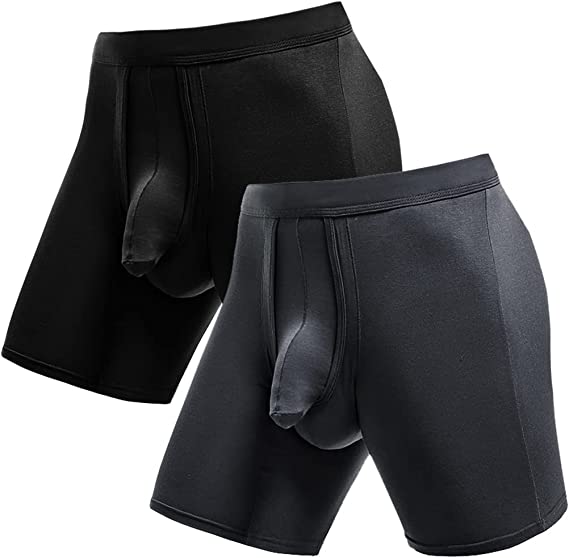 Ouruikia Men's Underwear Boxer Briefs Anti-Chafing Long Leg Mens Boxer Briefs Tagless Boxer Briefs Separate Pouch