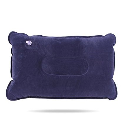 Ptatoms Outdoor Flocking Fabric Inflatable Pillow Cushion for Home Travelling Camping Rest (Dark Blue)