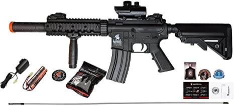 Lancer Tactical Gen 2 Airsoft Rifle SD M4 GEN 2 Polymer- Electric Full/Semi-Auto Airsoft AEG Rifle with 0.20g BBS, Charger and Battery