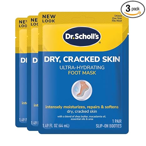 Dr. Scholl's Ultra Hydrating Foot Mask 3 Pack , Intensely Moisturizes Repairs and Softens Rough Dry Skin with Urea, 3 Count 1 Pair