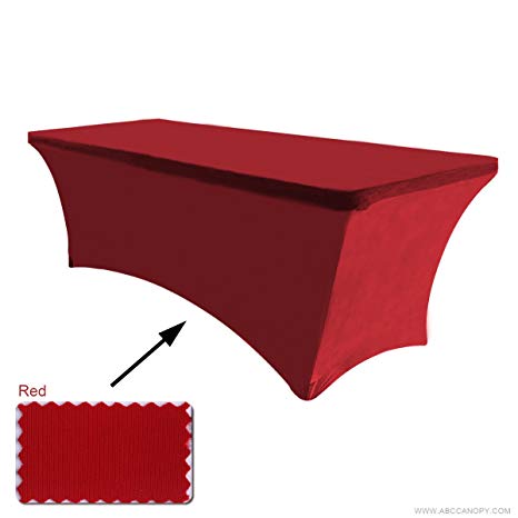 ABCCANOPY 30  colors Spandex Table cover 6 ft. Fitted Polyester Tablecover Stretch Spandex Table cover-Table Toppers(Red)