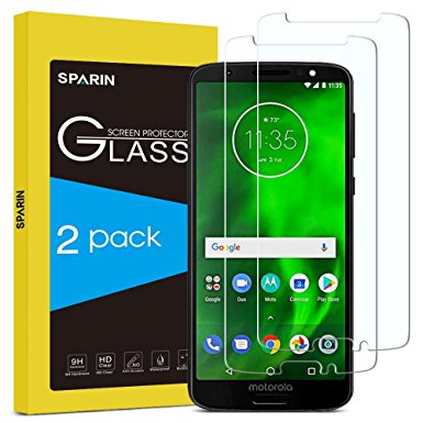 [2 Pack] Moto G6 Screen Protector, SPARIN Tempered Glass Screen Protector for Motorola Moto G6 5.7 inch, ONLY Cover the Viewable Display with Scratch Resistant, Ultra Clear, Cutout for Fingerprint Sensor