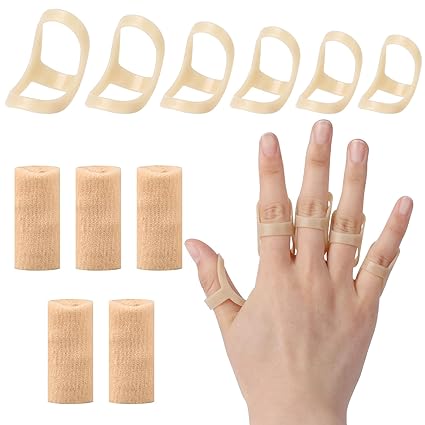 11Pcs Oval Finger Splints 5 Finger Sleeves 6 Graduated Oval Finger Splint Support for Mallet Arthritis Straightening Splint Finger Straightener Brace for Thumb Middle Pinky