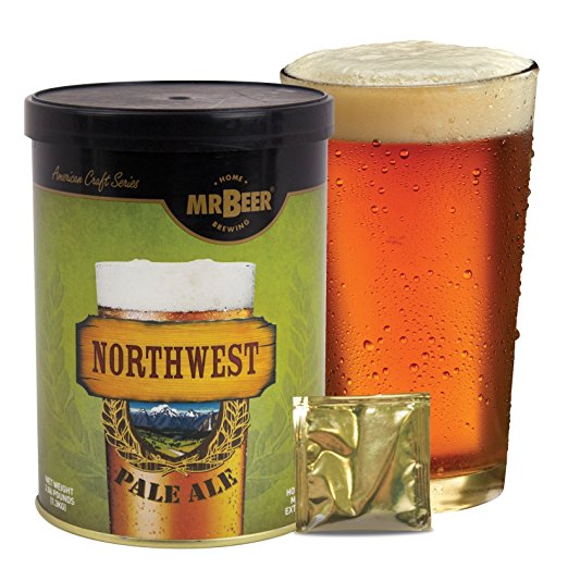Mr. Beer Northwest Pale Ale 2 Gallon Homebrewing Craft Beer Making Refill Kit with Sanitizer, Yeast and All Grain Brewing Extract Comprised of the Highest Quality Barley and Hops
