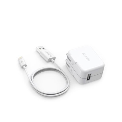 Anker 10W Home and Travel USB Wall Charger Adapter   3ft / 0.9m Lightning Cable for iPhone, iPad, iPod and More