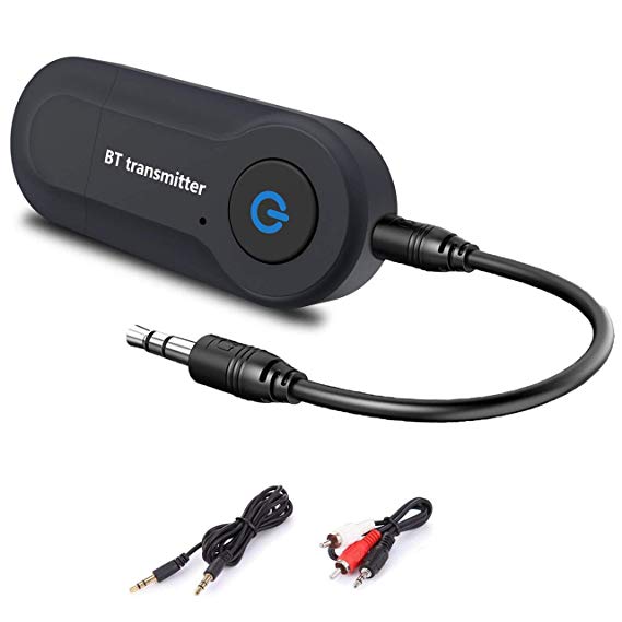 Wireless Bluetooth V4.2 Transmitter Portable USB Bluetooth Adapter Wireless Transmitter Connected to 3.5mm Audio Receiver Devices Low Latency Paired for PC TV Headphones Home Stereo Music