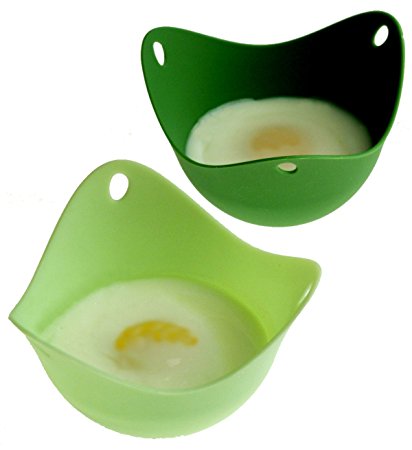 Fusionbrands Fusionbrands PoachPod The Original Silicone, Floating, Non-Stick Egg Poacher, Translucent Green (Set of 2), , Translucent Green