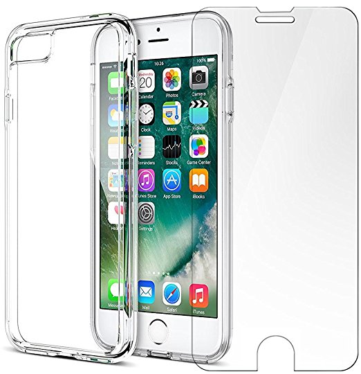 iPhone 7 Case and Screen Protector, CellPRO [Clarity Series] Transparent Ultra Clear Case with Shock Absorption Hard TPU Bumper for Apple iPhone 7 (2016), Scratch Resistant Case , Slim 0.4mm