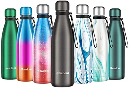 Newdora Water Bottle, Stainless Steel Flask, 500ml, BPA Free, 12 Hours Hot or 24 Hours Cold, Leak Proof, Vacuum Insulated bottle for Men,Women, Drink Flask for Sports,Outdoor,With Cleaning Brush