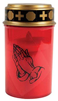 Banberry Designs Cemetery Grave Light - Praying Hands Design - Memorial Light - Battery Operated LED Light - Weather Resistant - Cemetery Decorations - 5"H, red