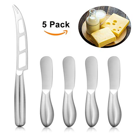 Cheese Knives,Eagmak 5-Piece Cheese Spreader Knife Cheese Knife Set Stainless Steel Spreader Knife Set Butter Spreader Multipurpose Butter Knives