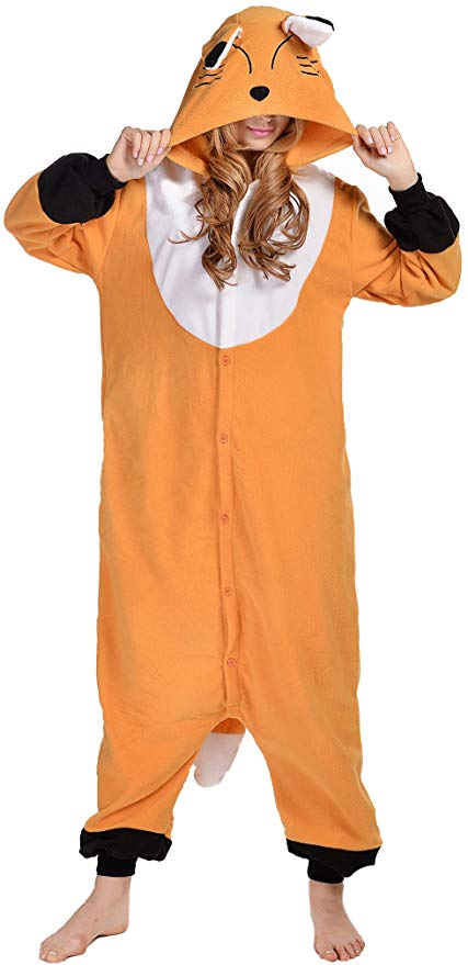 NEWCOSPLAY Unisex Adult Animal Brow Fox Pajamas Halloween Costume