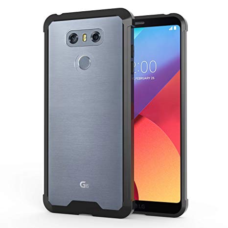 OMOTON LG G6 Case - Soft TPU and Crystal Clear PC Combo, All-Around Drop/Shock Resistant Case, Compact Fit For LG G6, Black