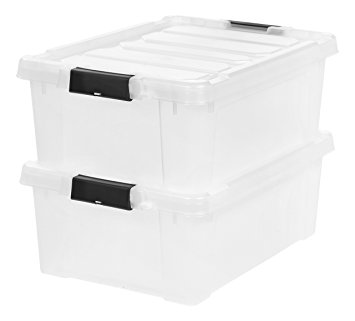 IRIS 11.75 Gallon Store-it-All Heavy Duty Stackable Utility Tote, Clear with Black Buckle