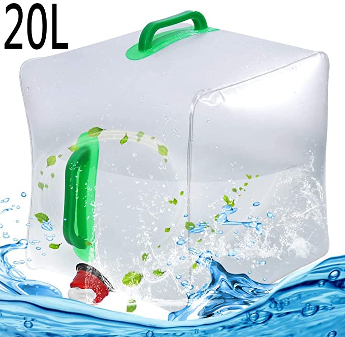 Transparent 20L Water Storage Container, BESTZY Water Container, Portable Collapsible 20L Water Storage Carrier Bag for Outdoor Camping Emergency