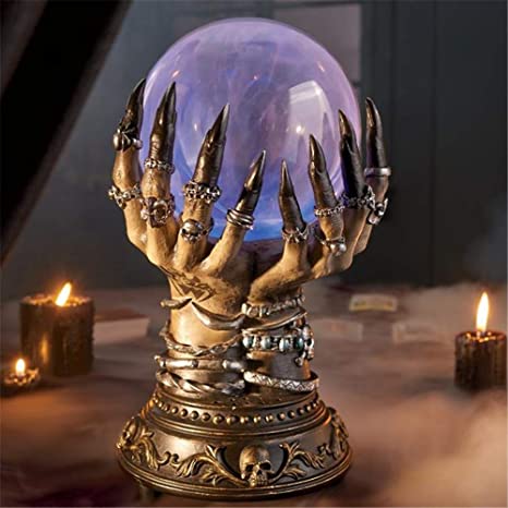 Best to Buy Resin Creative Skull Head Glass Lightning Plasma Ball Touch Sensitive Night Light Lamp Novelty Toy for Parties,Kids,Bedroom,Home,and Gifts (E)