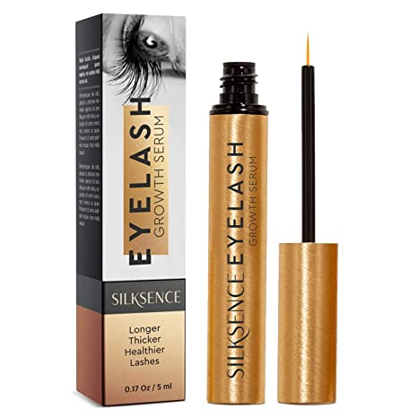 SILKSENCE Upgraded Eyelash Growth Serum, Premium Lash Serum and Eyebrow Enhancer, Lengthen and Strengthen Eyelashes, Achieve Longer, Thicker, Healthier, and Stronger Lashes