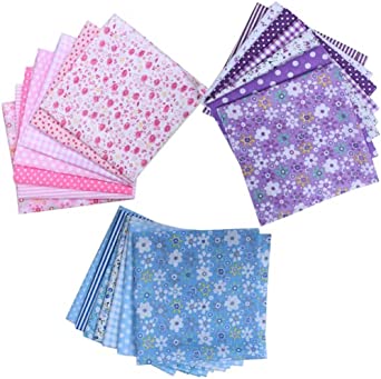 Cotton Fabric, 21 Pcs Fabric Patchwork, Floral Cotton Fabric Squares, Mixed Squares Bundle, Quilting Sewing Patchwork (25×25 cm)