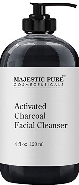 Charcoal Facial Cleanser by Majestic Pure - Detoxifying, Deep Pore Cleansing, and Revitalizing - Oily, Dry & Sensitive Skin Face Cleanser with Natural Ingredients, 4 fl oz