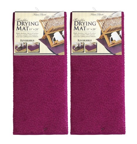 Karen Rhodes Microfiber Dish Drying Mat - 15x20 Inches- 2 Pack - Red Violet