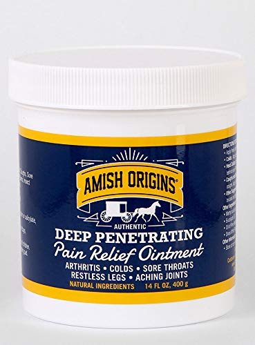 Amish Origins Pain Relief Ointment for Arthritis, Colds, Sore Throats, Restless Legs, Aching Joints 14 Ounce