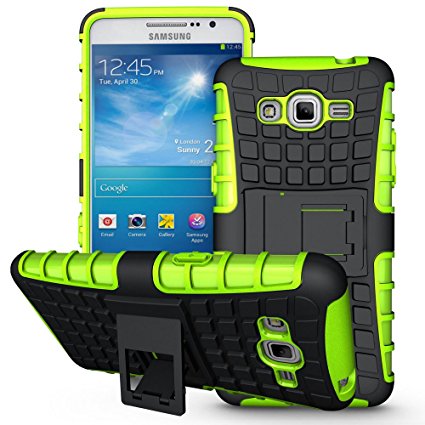 Galaxy Core Prime Case,Sophmy Hybrid Dual Layer Armor Protective Case Cover with kickstand for Samsung Galaxy Core Prime / Prevail 4G LTE (green)