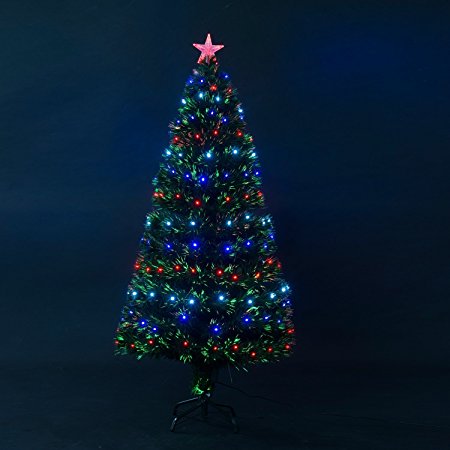 4' Artificial Holiday Fiber Optic / LED Light Up Christmas Tree w/ 8 Light Settings