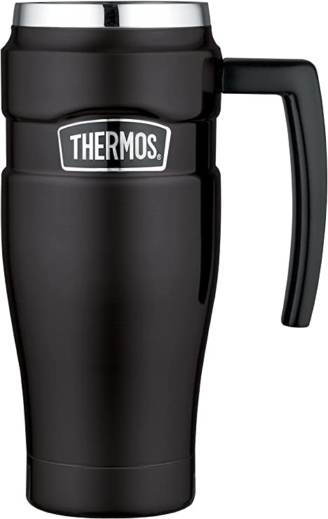 THERMOS Stainless King 16 Ounce Travel Mug with Handle, Matte Black