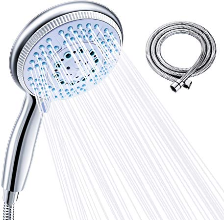 BICASLOVE Shower Head with Hose, Universal High Pressure Self Cleaning Never Clog Shower Heads with 5 Mode Function - Suitable for All Shower Types