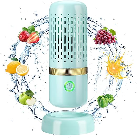Fruit and Vegetable Washing Machine Laelr Fruit and Vegetable Cleaner Device USB Rechargeable Food Purifier Automatic Household Cleaning Gadgets for Purifying Meat Glasses Fruits and Vegetables(Green)