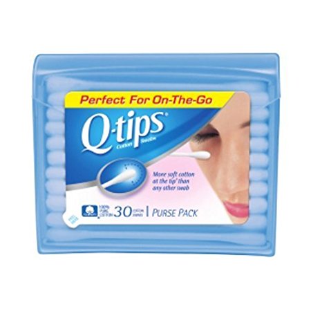 Q-Tips Cotton Swabs Purse Travel Size Pack, 30 Count (Pack of 3)