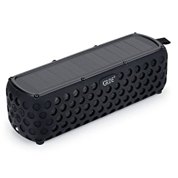 Solar Bluetooth Speaker, GRDE 30 Hours Playtime Portable Water Resistant Wireless Bluetooth 4.0 Speakers with Dual Driver and Built-in Mic for Indoor& Outdoor Activities