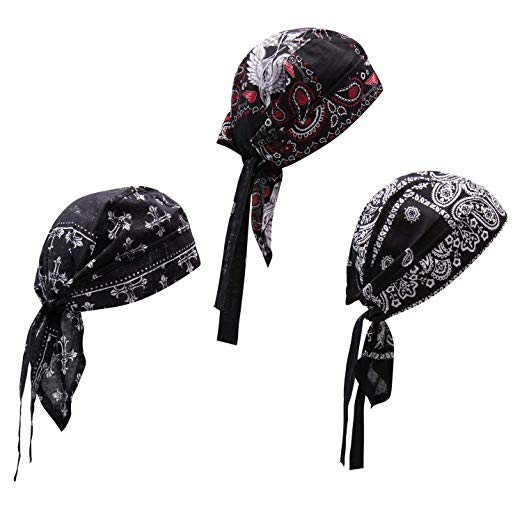Elephant Brand Skull Caps – 100% Cotton in Patterned Plain Colors, Pack of 3