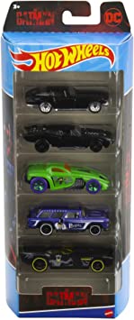 Hot Wheels Batman 5-Pack, Multipack of 5 Batman-themed Vehicles, Authentic Decos, 1:64 Scale, Toy Cars for Collectors & Kids 3 Years Old & Older